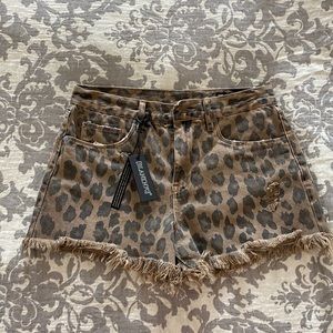 BLANKNYC Barrow High Waist Shorts Leopard